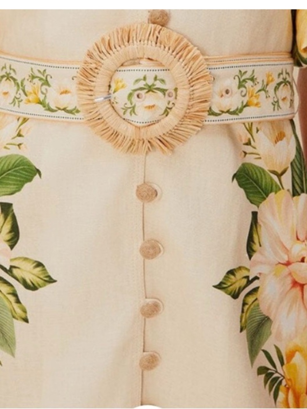 FARM Rio Cream Mini Dress with Yellow Floral Print and Puff Sleeves - Picture 3 of 5